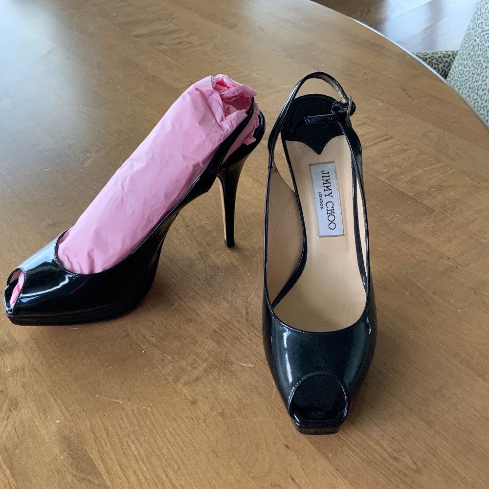 Jimmy Choo sling back peep toe pump